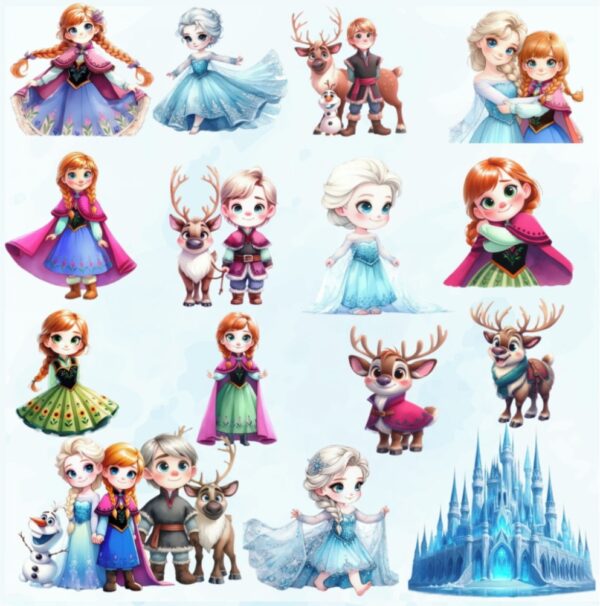 Kit Digital Frozen Aquarela Cute Png - Imagem 2