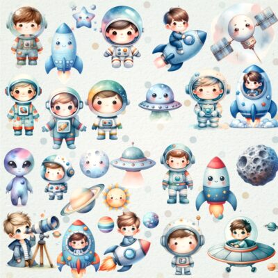 Kit Digital Astronauta Aquarela