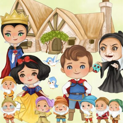 Kit Digital Branca de Neve Aquarela
