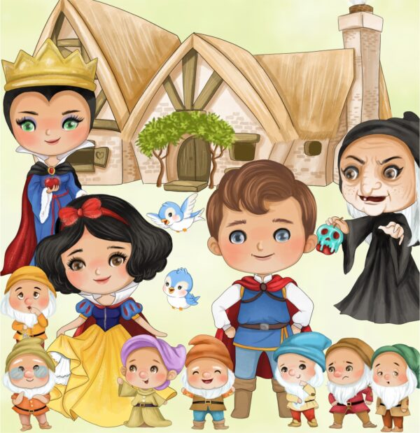 Kit Digital Branca de Neve Aquarela