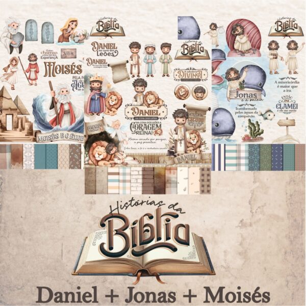 Kit Digital Combo Historias da Bíblia Daniel Jonas e Moises