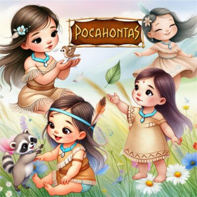 Kit Digital Pocahontas baby Aquarela
