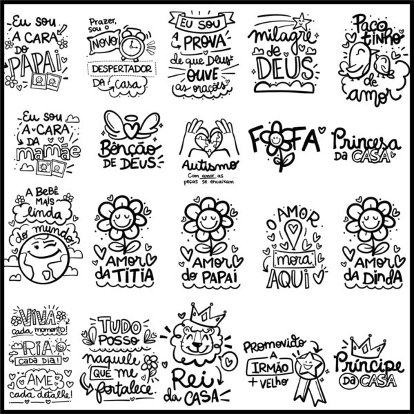 Kit Digital Frases Vestuário Infantil - Imagem 3