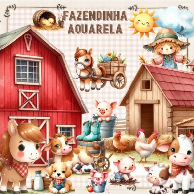 Kit Digital Fazendinha Aquarela
