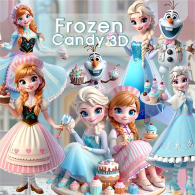Kit Digital Frozen Candy Confeiteira 3D