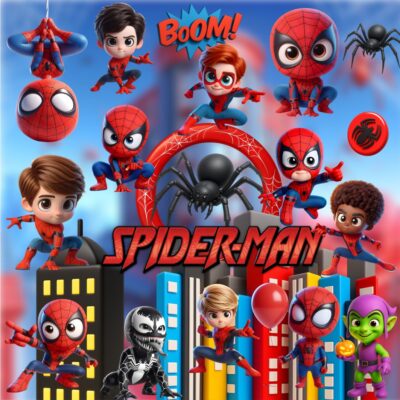 Kit Digital Homem Aranha Cute 3d