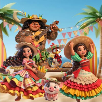 Kit Digital Moana Festa Junina Png Fundo Transparente