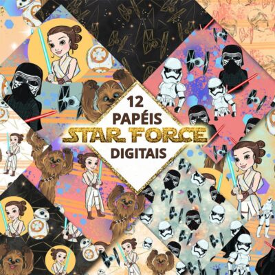 Kit Digital Star Wars Papéis 12 Papéis Digitais