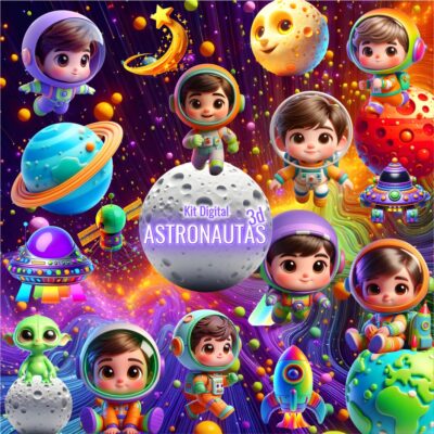 Kit Digital Astronauta Cute 3D