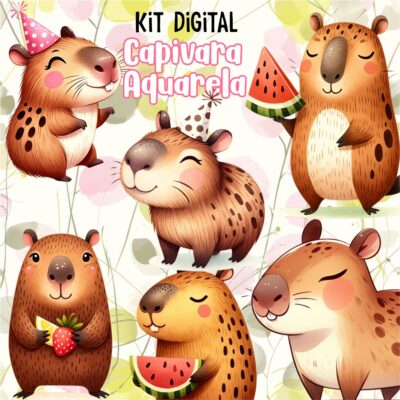 Kit Digital Capivara Aquarela