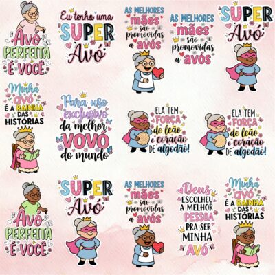 Kit Digital Dia dos Avós Frases Ilustradas e Arte Canecas