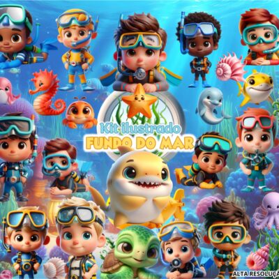 Kit Digital Fundo do Mar Menino 3D