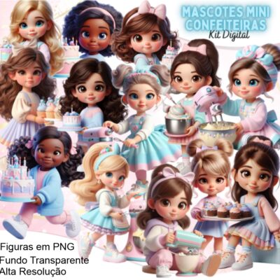 Kit Digital Mascotes Mini Confeiteiras