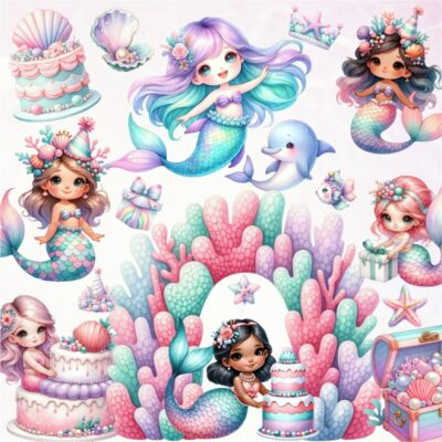 Kit Digital Sereias Aniversário