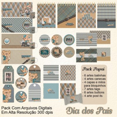 Pack Arquivos Digitais Dia dos Pais Aquarela