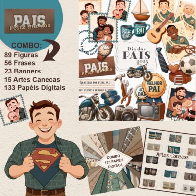 Super Kit Digital Dia dos Pais Aquarela 2025