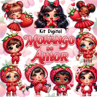 Kit Digital Morango do Amor 3D