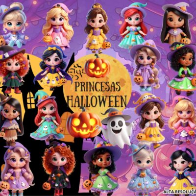 Kit Digital Princesas Halloween Cute 3D