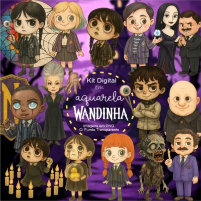 Kit Digital Wandinha Segunda Temporada Aquarela