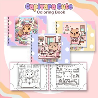 Arquivo Digital Livro de Colorir Capivaras Cute