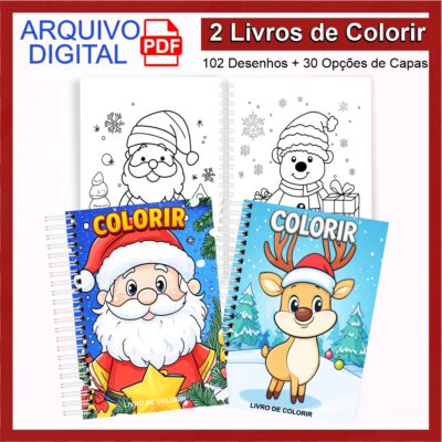 Arquivo Digital Livro de Colorir Natal 102 Desenhos Colorir