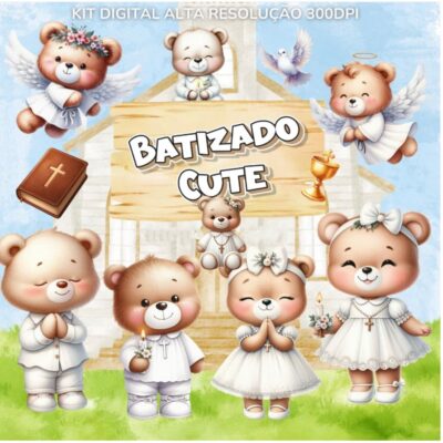 Kit Digital Batizado Cute Ursinho