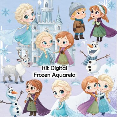 Kit Digital Frozen Aquarela