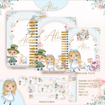 Arquivo Digital Escolar Alice Etiquetas e Cadernos