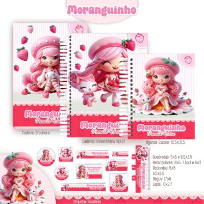 Arquivo Digital Escolar Moranguinho Etiquetas e Cadernos